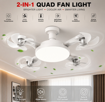2026 New E27 Socket Ceiling Fan Light  2-in-1 Fan Light