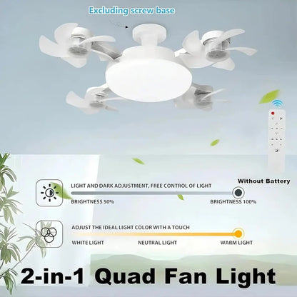 2026 New E27 Socket Ceiling Fan Light  2-in-1 Fan Light